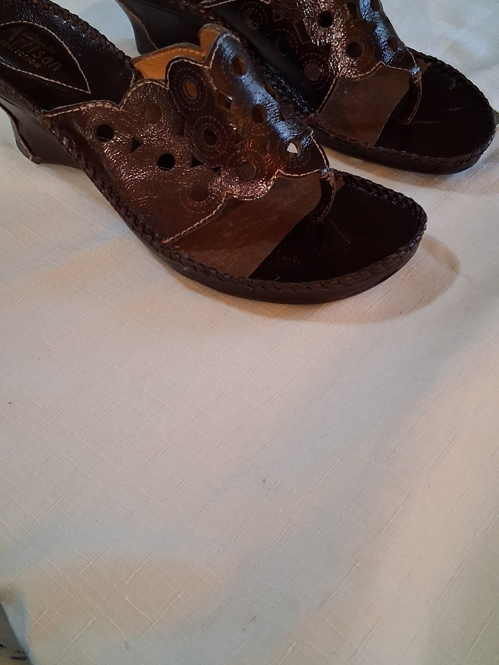 Clarks Dark Brown Leather Open-Toe Wedge Sandals 7 260925